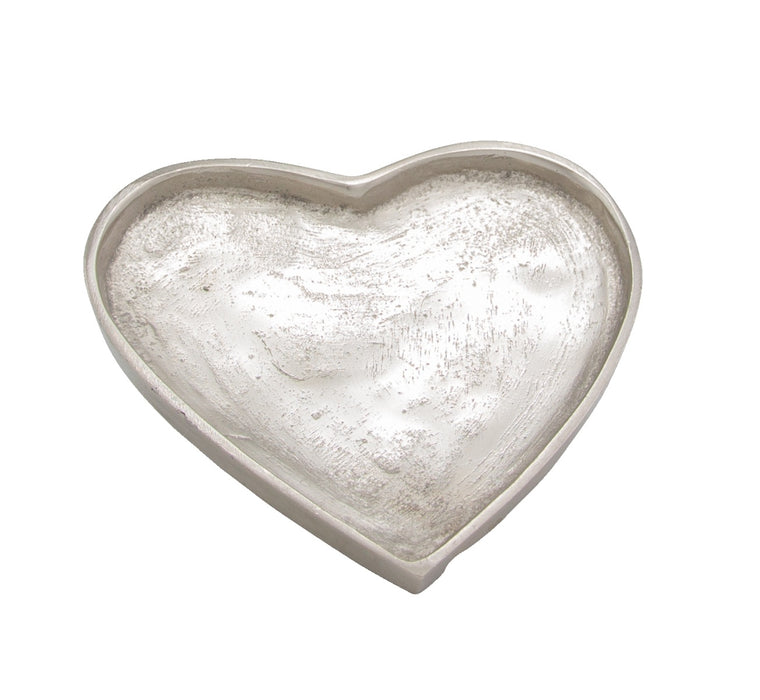 Herz-Deko-Schale Silberfarbene Metallschale in Herzform - 10×10×2 cm 07201