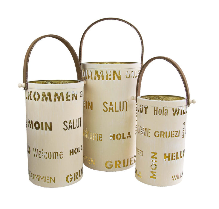 Laternen 3er Set Willkommen / Welcome | Metall | Bis 20×36 cm | 08735