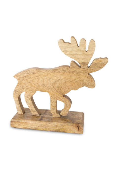 Deko-Elch stehend | Massivholz Braun Natur | 22×23 cm | 10558