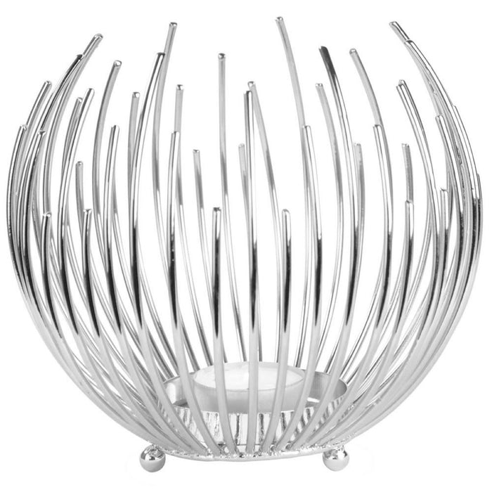 Riffelmacher Teelichthalter Strahlenkugel 15 cm 11961 | Silber