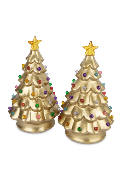 Deko-Weihnachtsbaum mit LED | Gold | Keramik mit Sternspitze | 11,5×18 cm | 12297