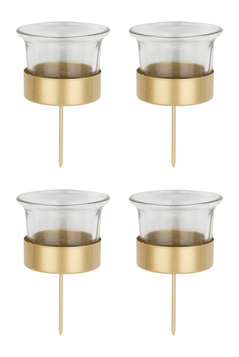 Adventskerzenhalter 4er Set | Goldenes Glas | Ø 6×10 cm | 13479