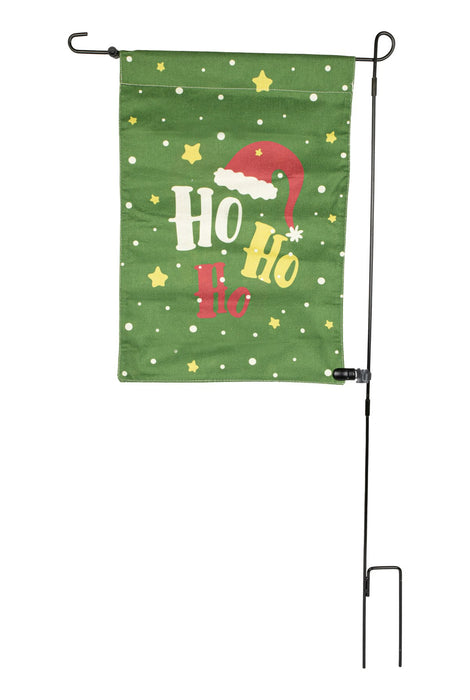 Riffelmacher Gartenfahne Weihnachten | HoHoHo Motiv | Grün Rot | Stoff 32×45 / 90 cm | Weihnachtsdeko für außen | 13507