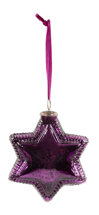 Deko Glasstern zum Hängen | Lila Antik | 15 cm | Weihnachtsbaumschmuck 13565