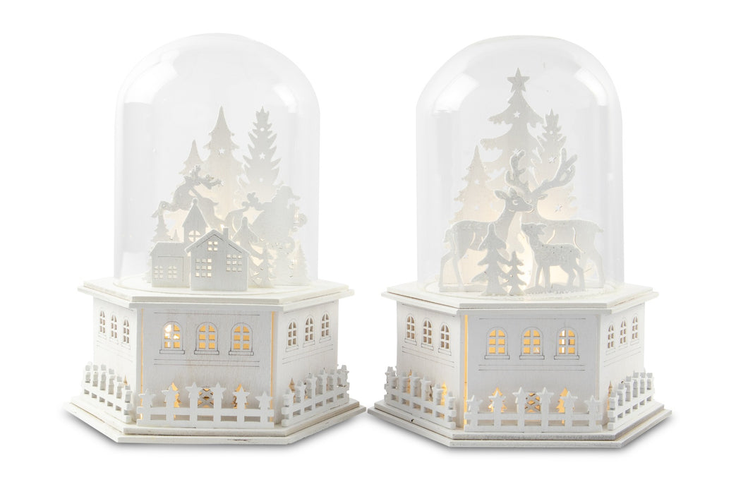 LED Kugel mit Winterlandschaft | 19x12,5 cm | 2 Motive sortiert |mit Licht | 13849