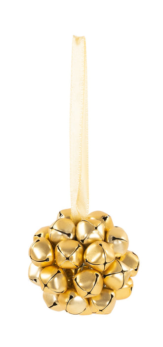 Glöckchenkugel Hänger | 5 cm | Metall gold | Weihnachtskugel mit Klang | 14262