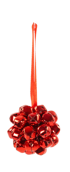 Glöckchenkugel Hänger | 5 cm | Metall rot | Weihnachtskugel mit Klang | 14263