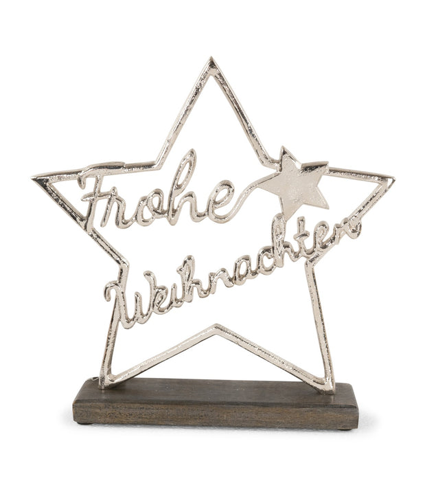 Stern mit Frohe Weihnachten | 25x25,5 cm | Alu | Weihnachtsdeko | 15818
