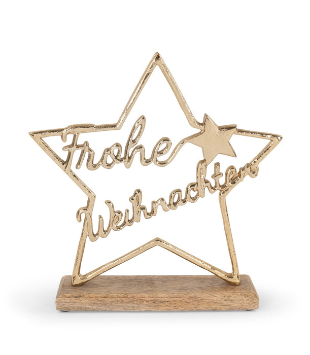 Riffelmacher Stern Frohe Weihnachten | Aluminium | 25x25,5 cm | gold | Dekoaufsteller zum Stellen | Weihnachtsdeko festlich modern | 15824