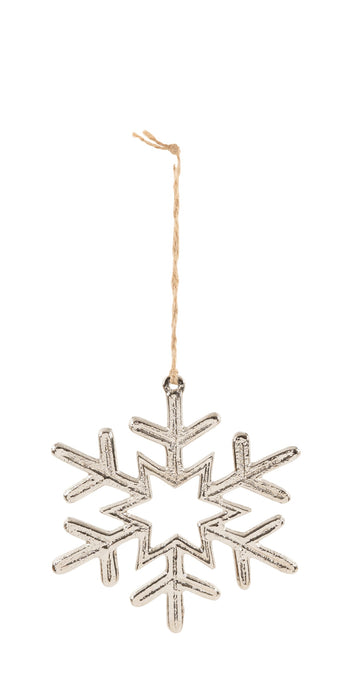 Schneeflocke Hänger | 11,5x12,5 cm | Alu silber | Deko zum Aufhängen | 15859