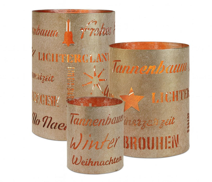 Laternen Set 3-tlg | Bronze Grau Used Look | Kerzenhalter bis 20x35 cm | | 19172