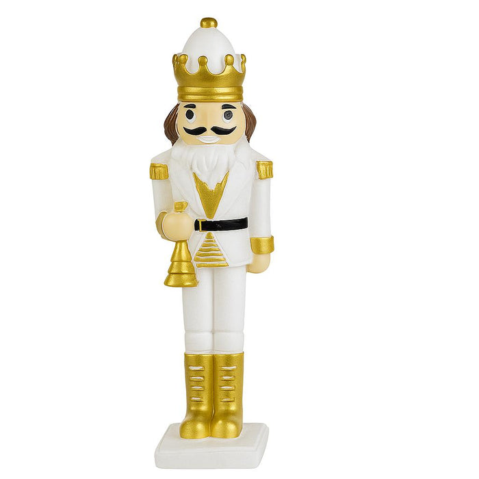 Deko-Nussknacker Figur - Weiß-Gold, 22 cm - Weihnachtsdeko - 19255