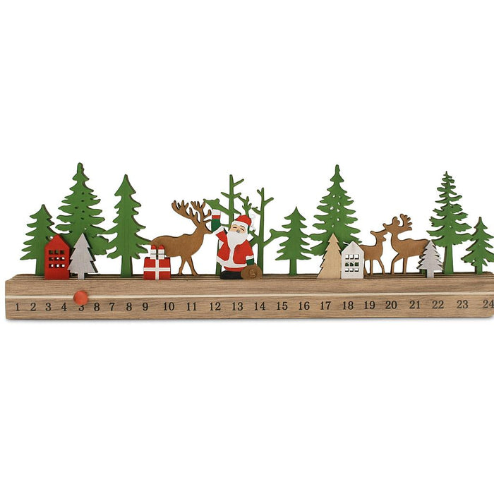 Riffelmacher Weihnachtskalender Zeitstrahl | Holz | Weihnachtslandschaft | 40 x 3,6 x 12 cm | Deko Adventskalender zum Schieben | 19679