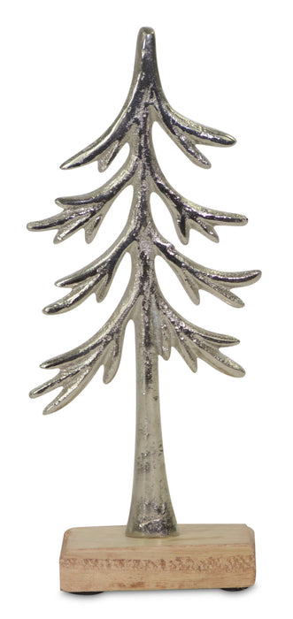 Baum zum Stellen | 23x5 cm | Aluminium silber | Winterdeko modern | 24776