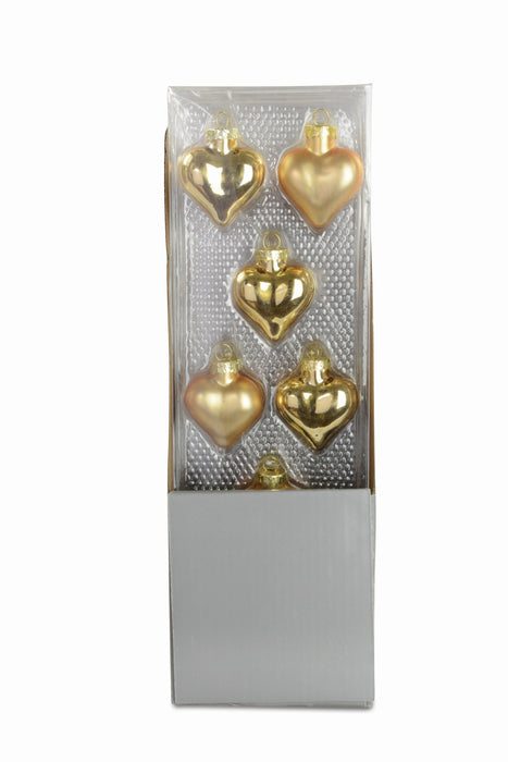 Christbaumschmuck Herzen | 8er Set Gold Matt & Glanz | Glas Ø 4 cm | 29300