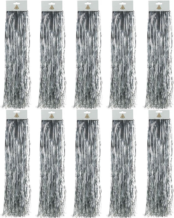 Lametta Glatt 48cm - Glanz Silber | 10er Set