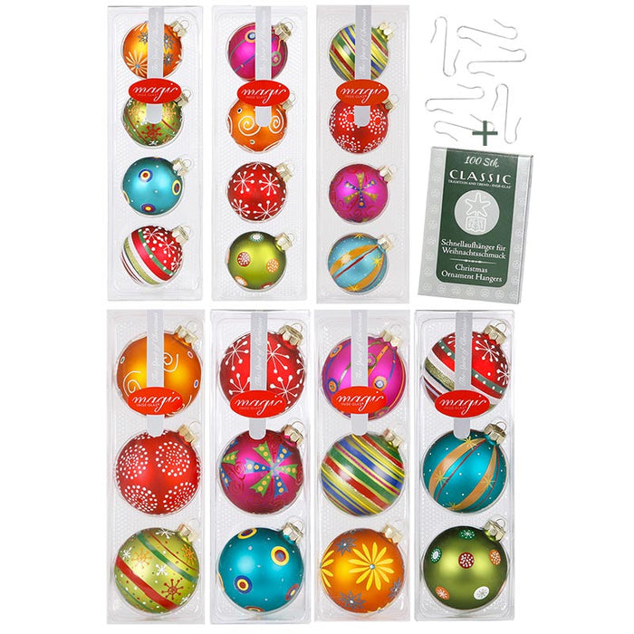 Christbaumkugeln Set Mille Fiori von Inge-Glas mit 24 Stück und 100 Haken
