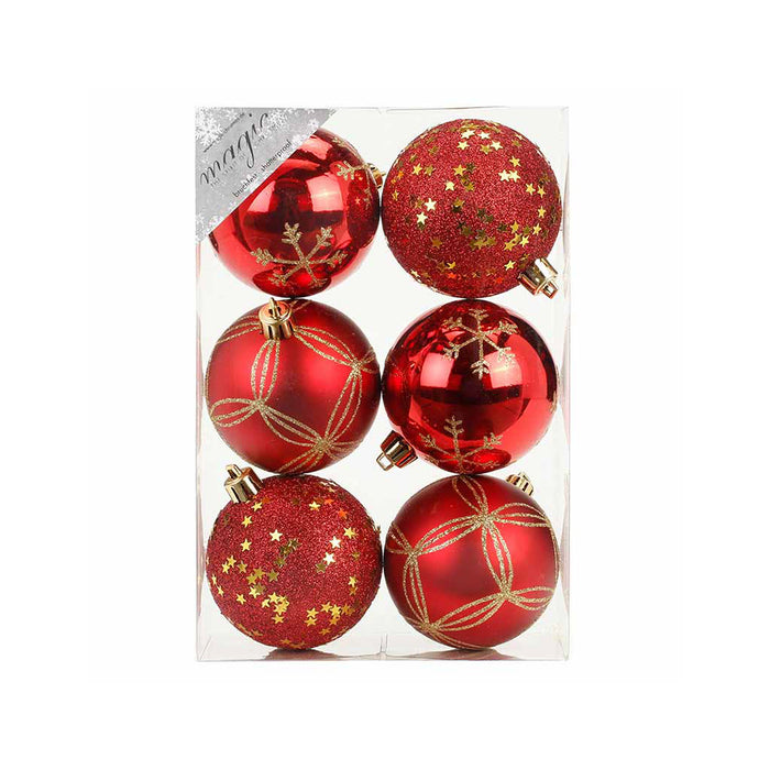 Weihnachtskugeln Rot | Ø 8 cm | 6 Stück | bruchsicher | Glänzend & matt