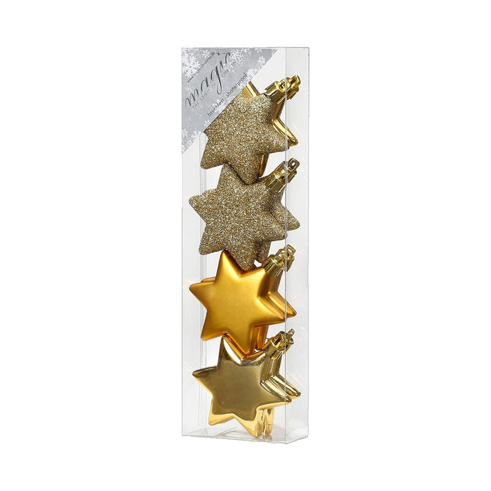 Weihnachtssterne Gold | Ø 6 cm | 8 Stück | bruchsicher | Glänzend & matt
