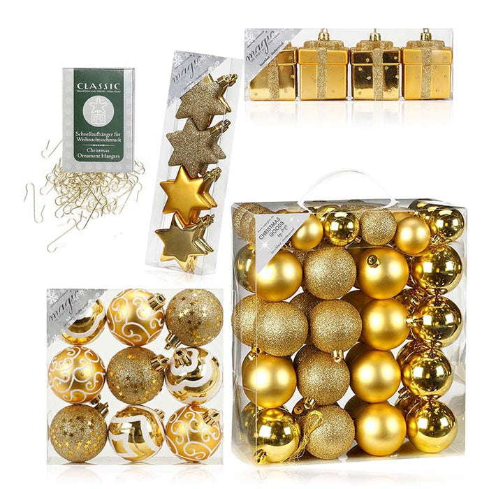 Christbaumkugel-Set Gold 171-teilig von Inge-Glas aus bruchsicherem Kunststoff