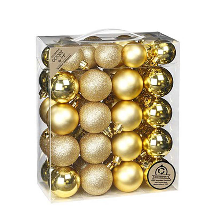 Weihnachtskugeln Gold | Ø 4+5 cm | 44 Stück | bruchsicher | Glänzend & matt