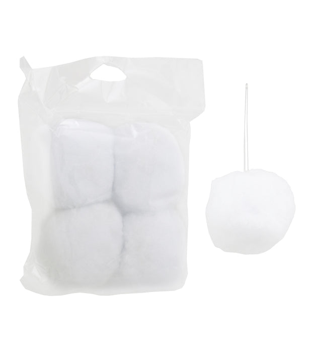 Schneeball Deko 4er Set zum Hängen | Ø 9 cm | Weiß & weich | 68726