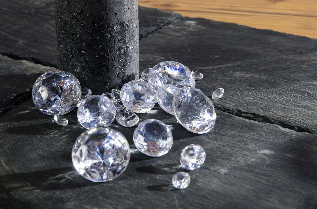 Riffelmacher Deko Diamonds 40 mm | 100 g | Acryl-Diamanten Kunststoff | Tischdeko Hochzeit Party Deko-Edelsteine transparent | 68809