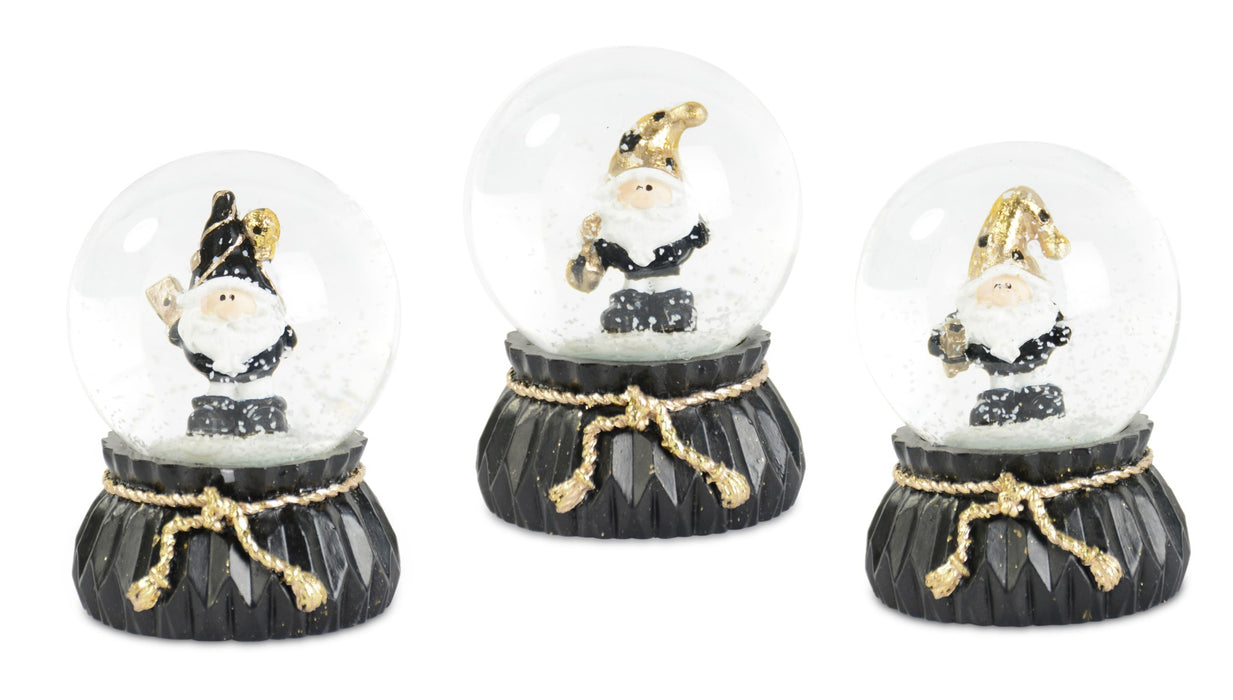 Schneekugel Weihnachtsmann | 6,5 cm | Schwarz Gold Weiß | 3 Motive sortiert | 70255