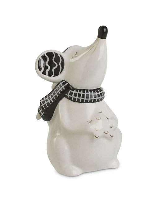 Deko Figur Maus mit Stern | 7,5x13 cm | Weiß Schwarz Dolomit | 70400