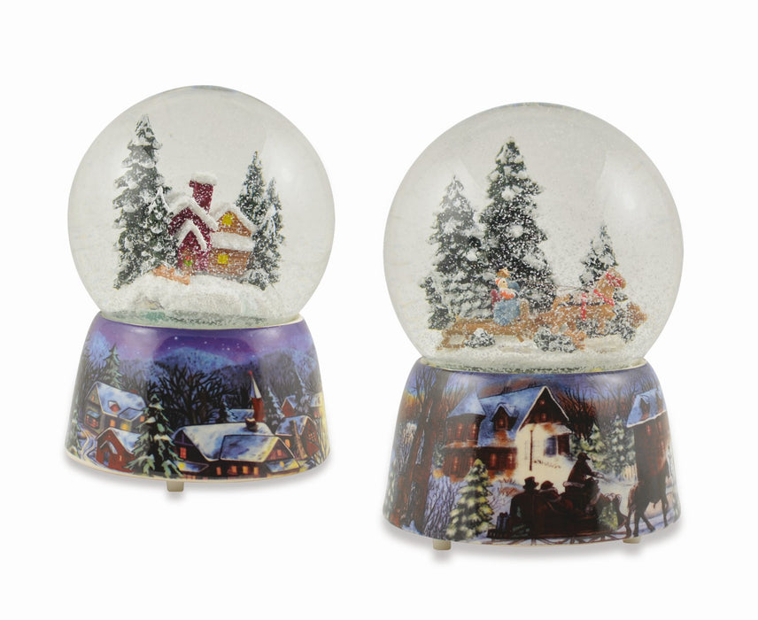Riffelmacher Schneekugel Winterlandschaft mit Musik | 11x15 cm | Blau/Weiß | 2 Motive sortiert | Weihnachtsdeko Nostalgie Schnee | 72314