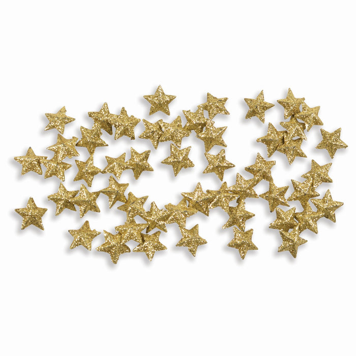 Riffelmacher Streudeko Sterne gold | 1,5 cm | Kunststoff beglittert | Streusterne für Weihnachten | Tischdeko | 74026