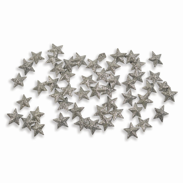 Streudeko Sterne | 1,5 cm | 50 Stück | Silber Kunststoff | 74027