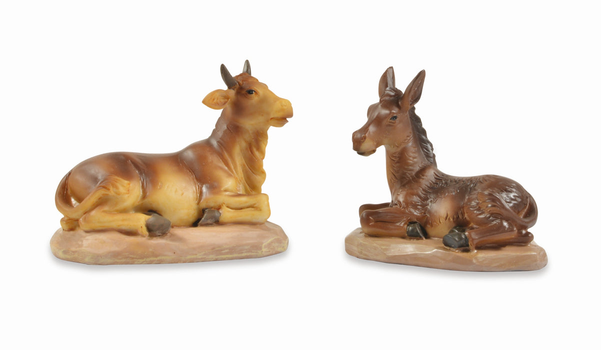 Riffelmacher Krippentiere Ochs & Esel | 2er Set | 910 cm | Braun | Weihnachtskrippe Figuren naturgetreu | Deko für Krippenstall | 78042