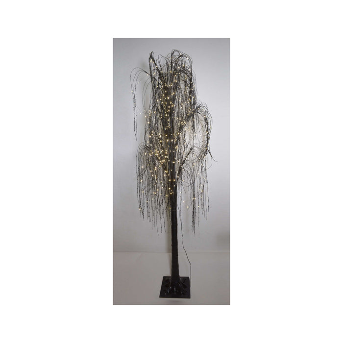 Riffelmacher LED Baum stehend 2 m | Schwarz mit hängender Weide | Innen & Außen | Lichterbaum Steckerbetrieb Dekobaum elegant | 18989