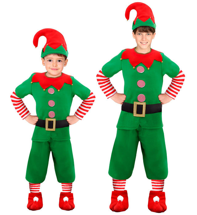 Wichtel Weihnachtselfen Kinderkostüm - Santas kleiner Helfer | Grün Rot