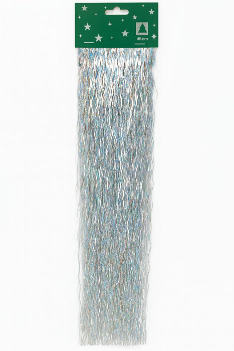 Riffelmacher Lametta gewellt 48?cm | 500 Fäden | Glanz Silber | Christbaumschmuck klassisch | Weihnachtsdeko nostalgisch festlich | 96302