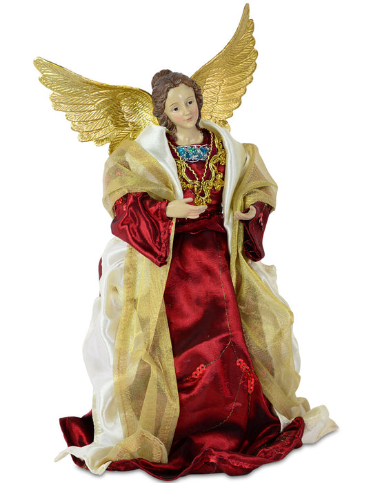 Christbaumspitze "Weihnachtsengel" 24 cm Gold Rot | 27611 - Christkind Baumschmuck