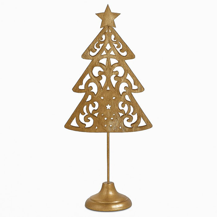 Deko Weihnachtsbaum Metall gold | 41 cm hoch | Mit Stern | 15549