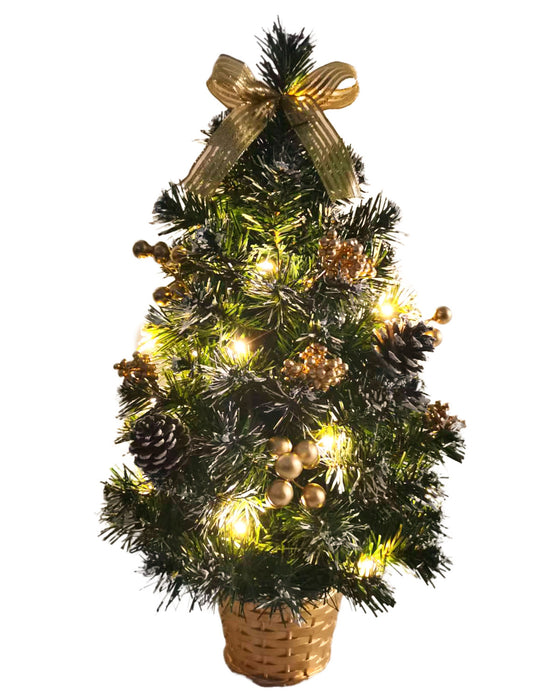 Geschmückter Weihnachtsbaum mit 20er LED Lichterkette - 50cm | 20257 - Gold