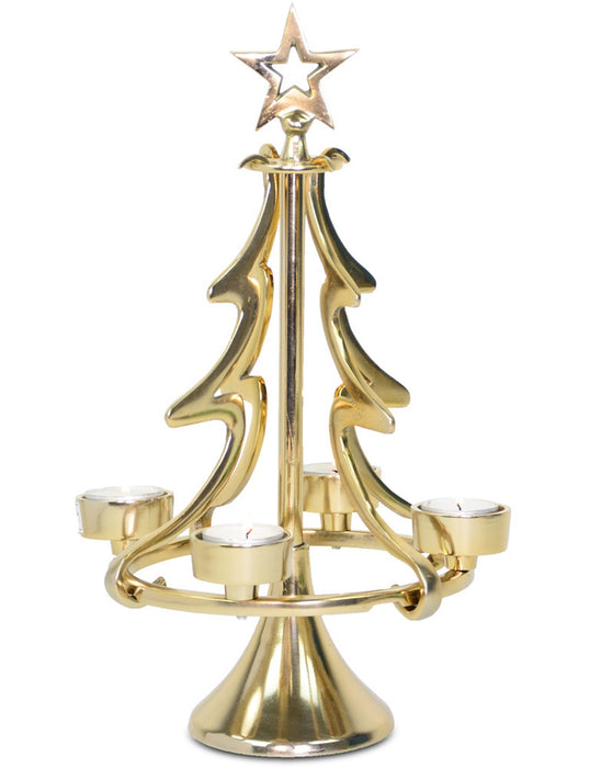 Riffelmacher Kerzenständer Weihnachtsbaum - Gold 22 x 37 cm | 24168 - Adventsdekoration