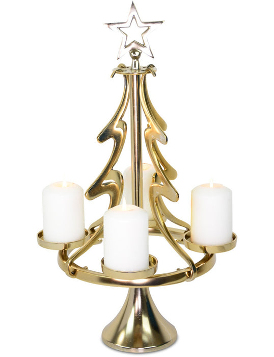 Riffelmacher Kerzenständer Weihnachtsbaum - Gold 32 x 56 cm | 24169 - Adventsdekoration