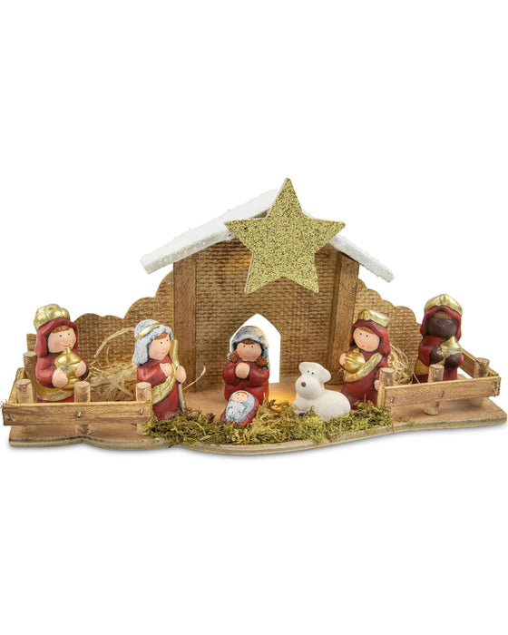 Kinderkrippe Weihnachtskrippe mit LED Beleuchtung | 12476