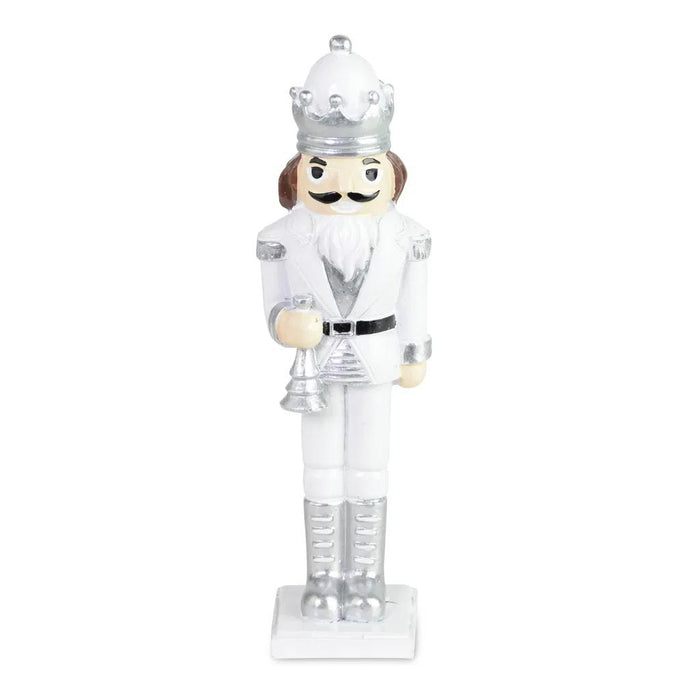 Deko-Nussknacker Figur - Weiß-Silber, 22 cm - Klassische Weihnachtsdeko - 19257