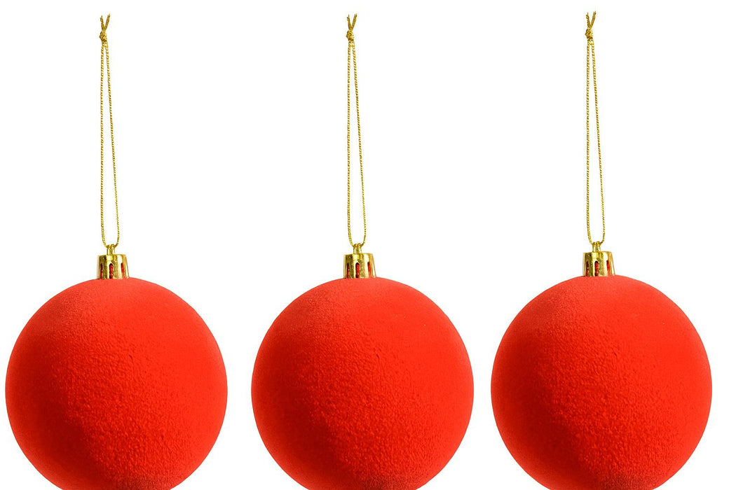Samtkugeln 3er Set | 10 cm | Rot | Weihnachtskugeln zum Hängen | 60802
