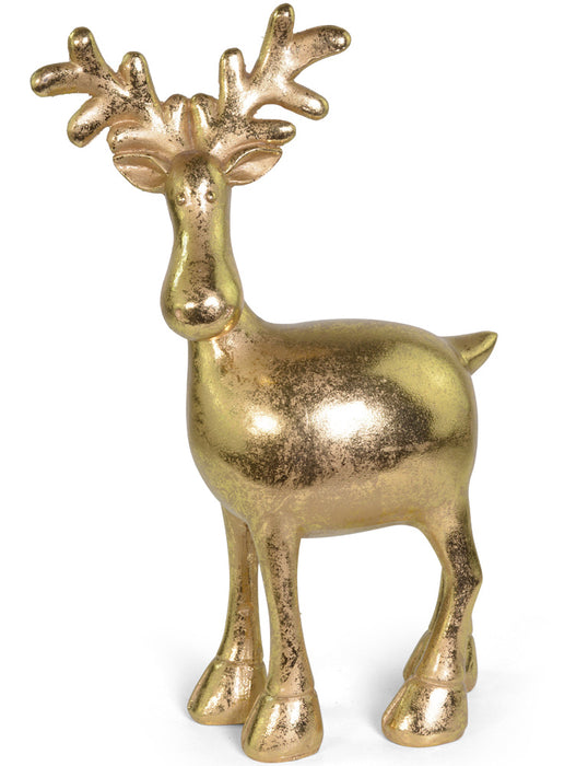 Goldene Dekofigur Rentier Hirsch "Harry" Stehend 23 x 15 cm | 19704 - Adventsdekoration