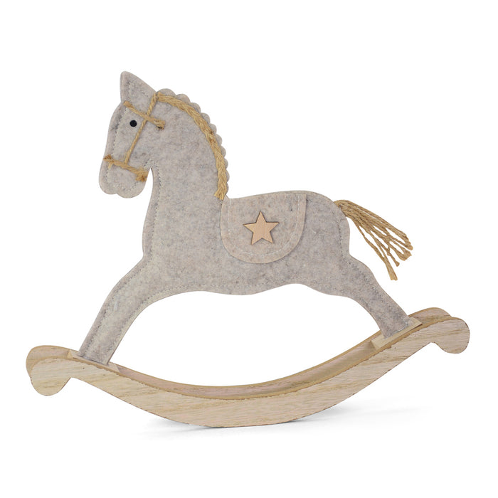Deko Holz Schaukelpferd 36 x 30 cm Grau | 10489 - Nostalgische Weihnachtsdekoration
