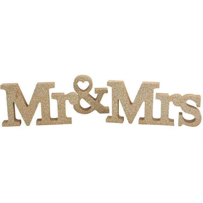 Riffelmacher Holz Schriftzug "Mr & Mrs" 42 cm - Gold | 08493 - Hochzeitsdekoration Geschenk