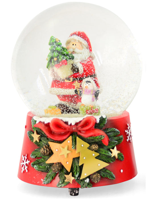 Spieluhr Schneekugel "Weihnachtsmann mit Pinguin" 14,5 cm | 74845 - Adventsdekoration