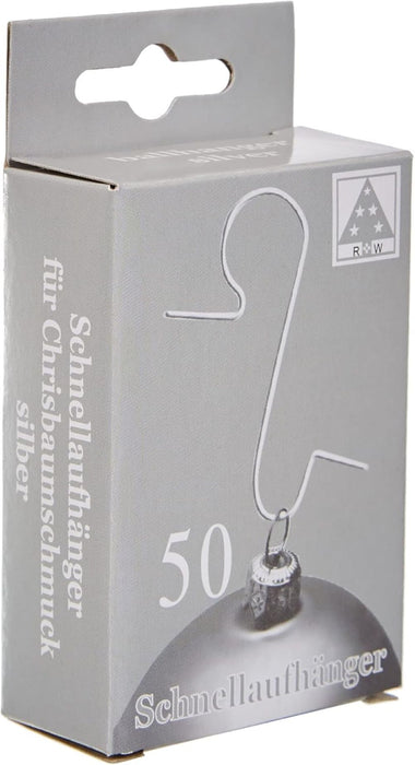 Kugel-Aufhänger in Box, | 50 Stück Silber