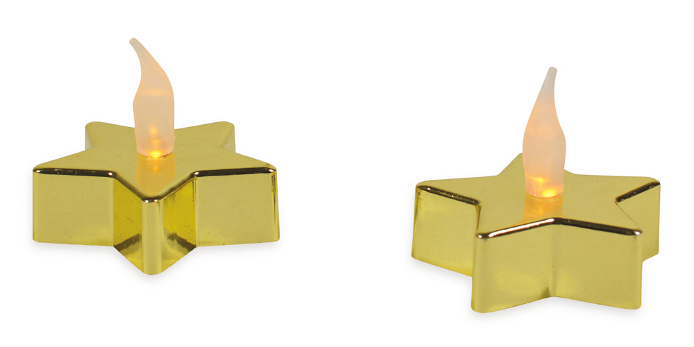 Riffelmacher Sternen-Teelichter mit LED Silikonflamme 2 Stück 76368 - Gold